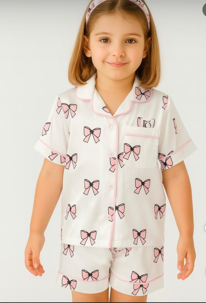 بلوز آستین کوتاه و شلوارک پاپیون