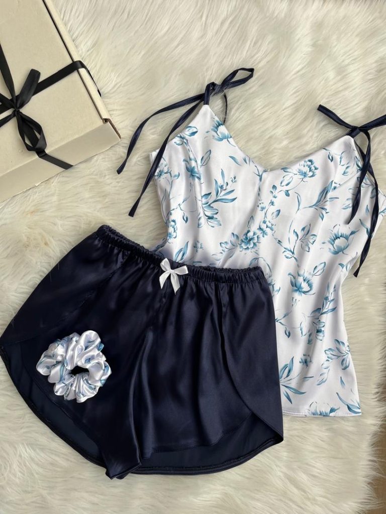 تاپ شلوارک ساتن LX طرح وینتیج