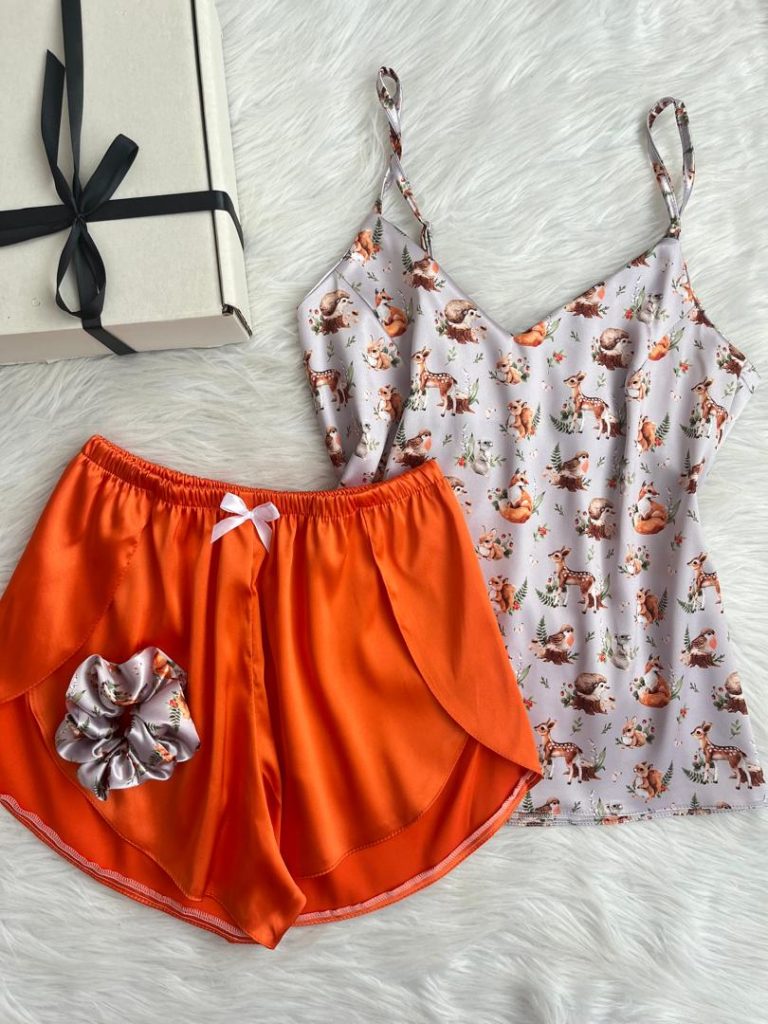 تاپ شلوارک ساتن LX طرح آهو