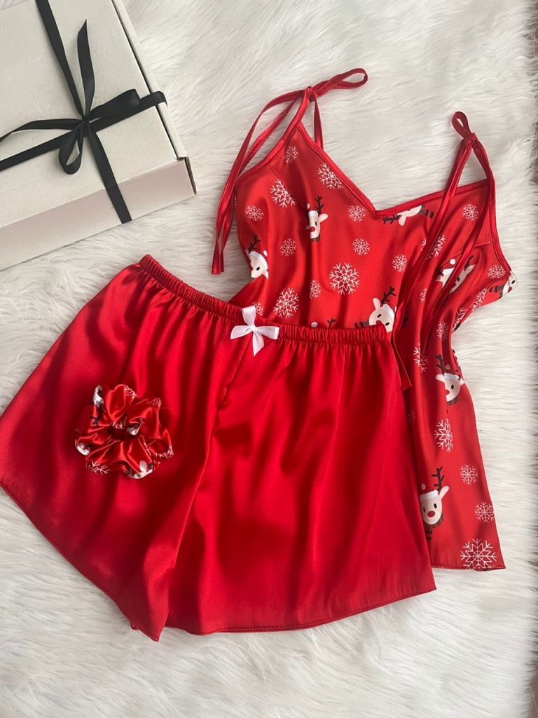 تاپ شلوارک طرح گوزن کریسمس